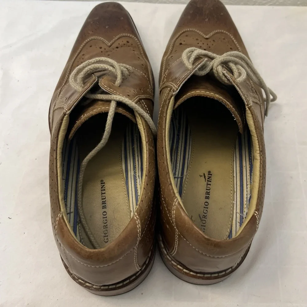 Mens Giorgio Brutini Leather Wingtip Oxford Perforated Rust 11M EUC 249342 India